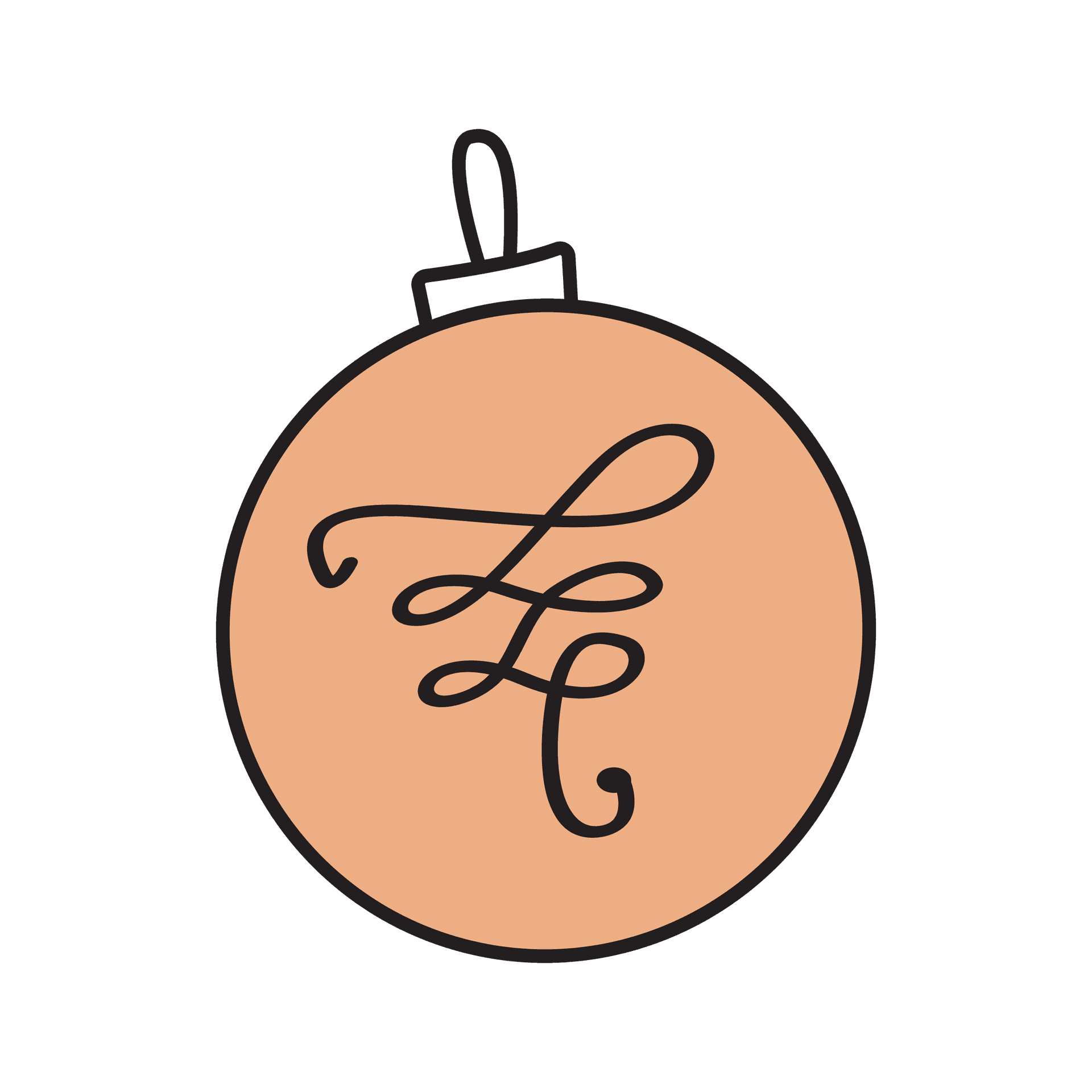 christmas ornament doodle with elegant script and minimalist style