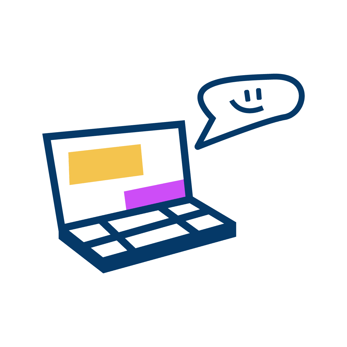playful minimal laptop illustration for cheerful tech communication