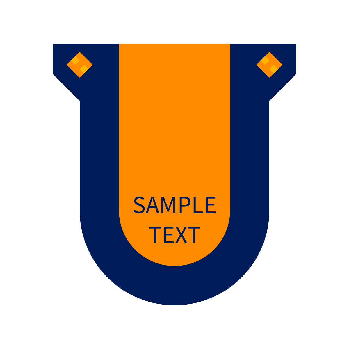 modern geometric shield emblem with vibrant orange and blue
