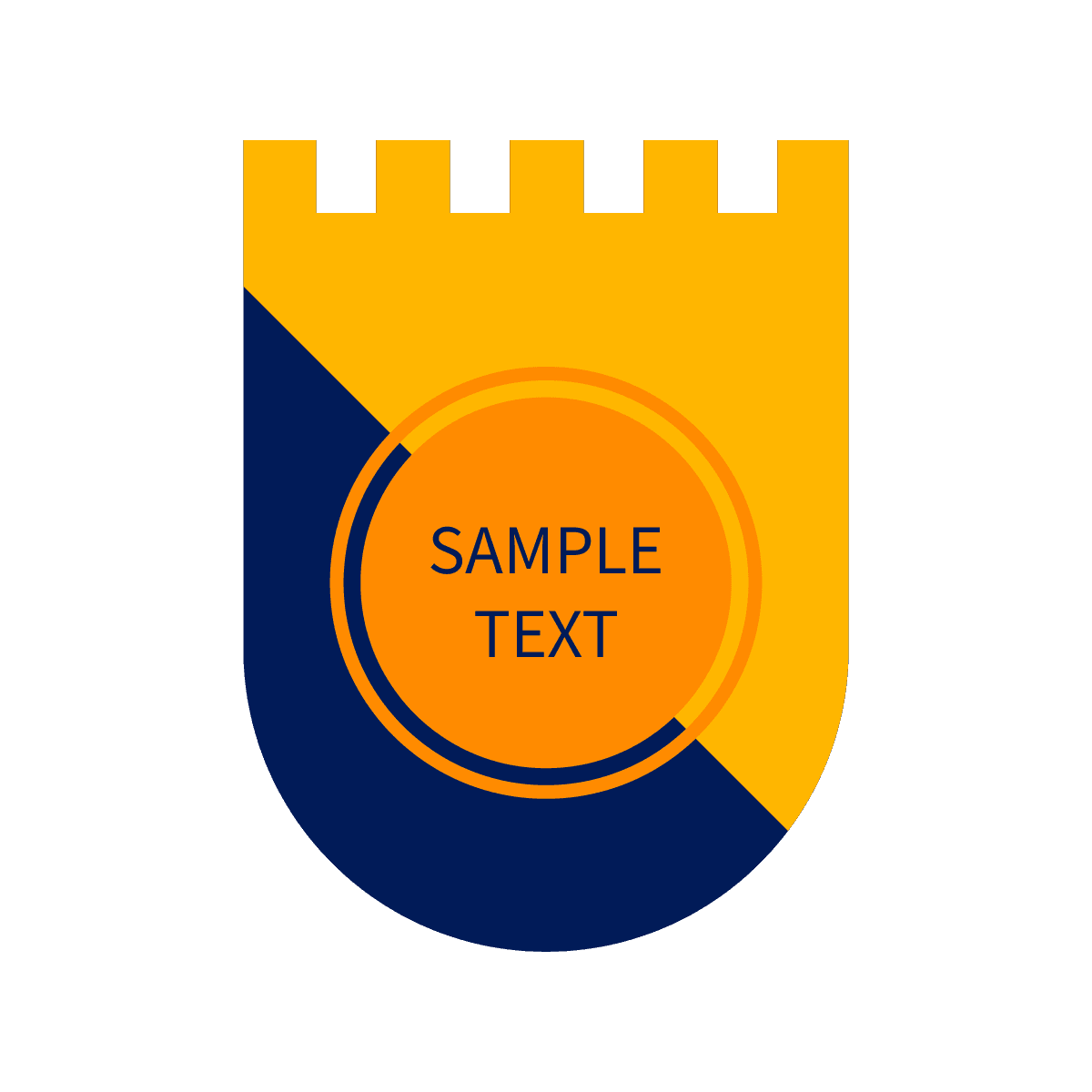 bold geometric castle shield logo design with vibrant contrasting colors