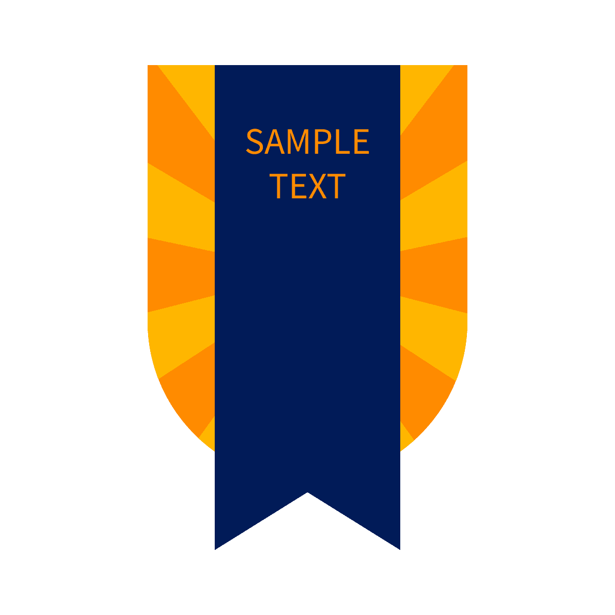bold geometric crest banner design with vibrant blue and orange