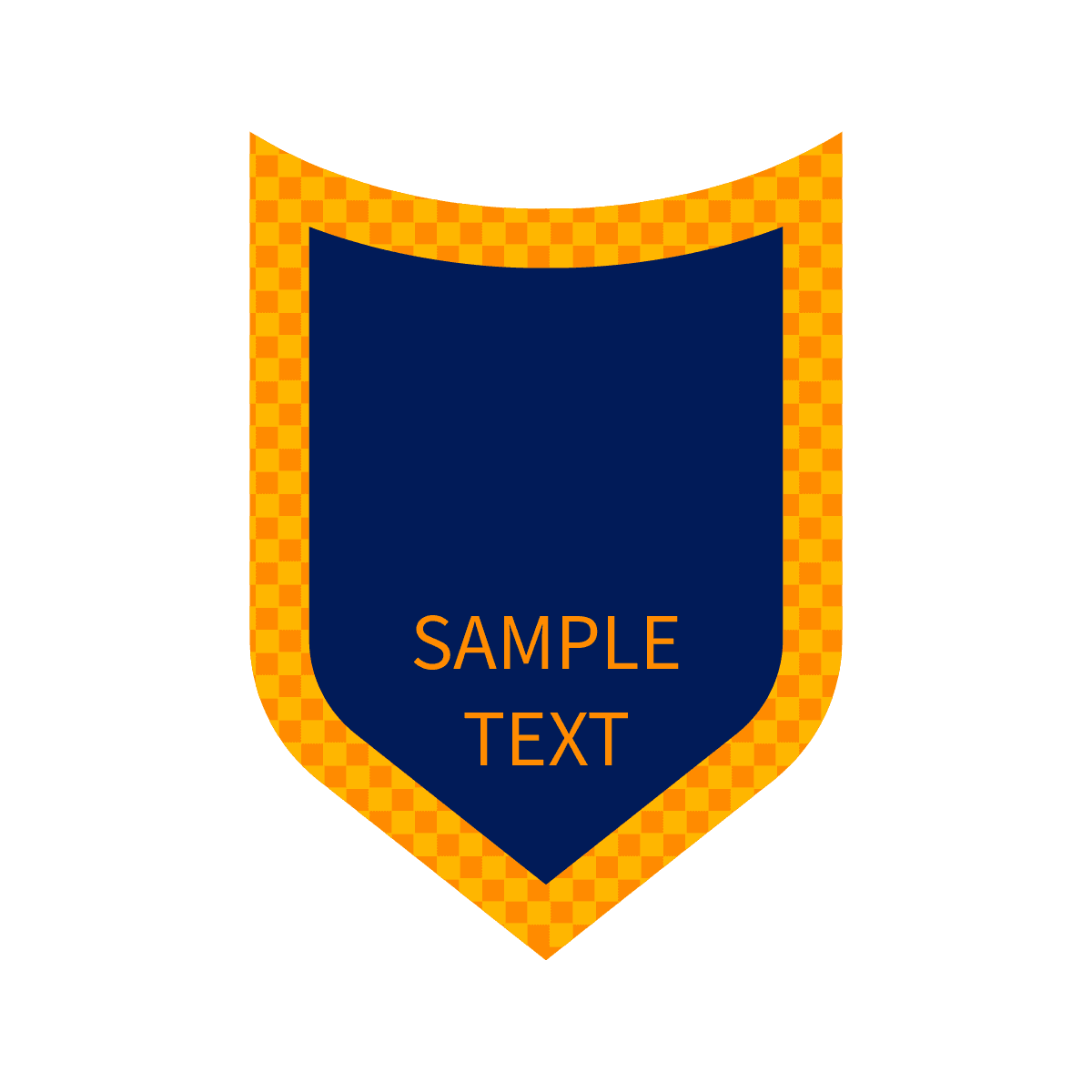 bold geometric shield emblem with vibrant blue and orange