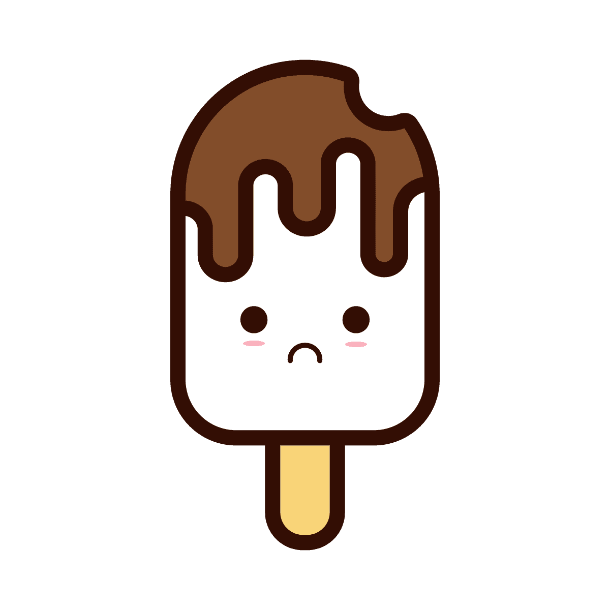 playful cute sad ice cream icon for summer treats branding