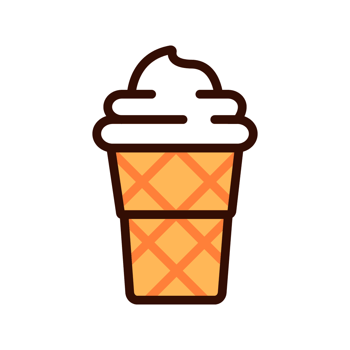 minimal cute line art ice cream cone icon for food branding