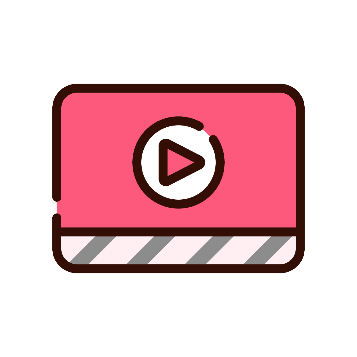 cheerful bold line art video icon for digital media