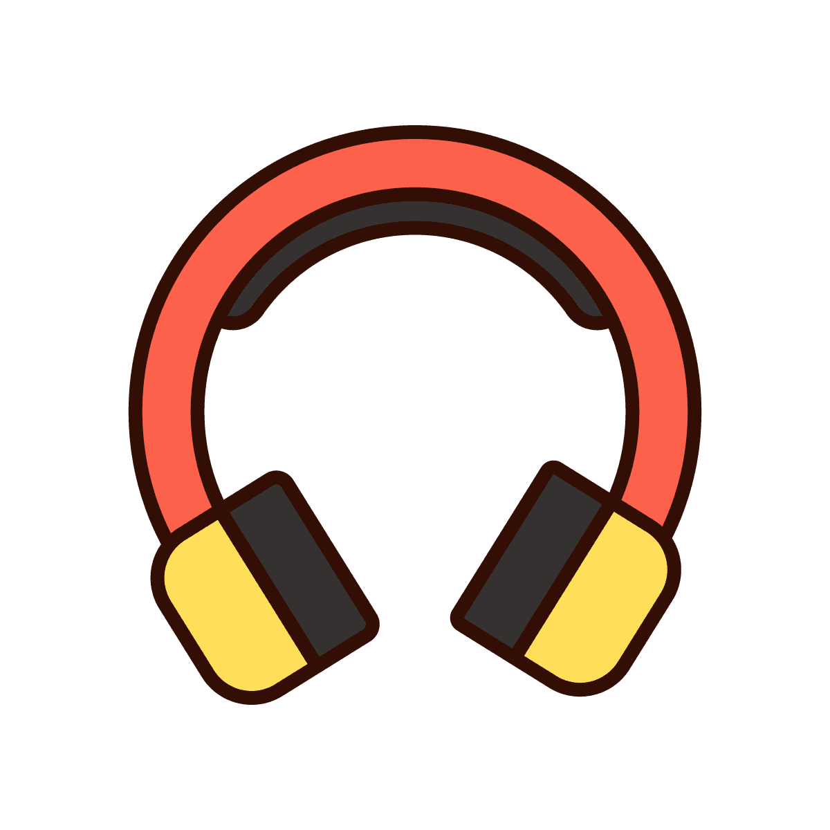 energetic bold line art headphones icon for music apps
