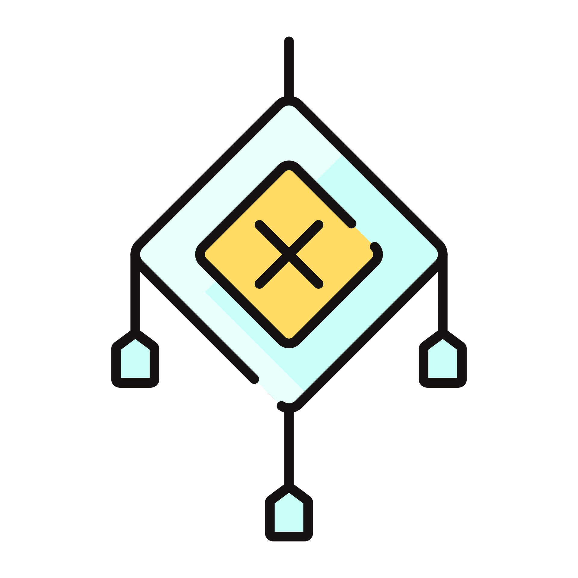vintage square amulet icon for protection