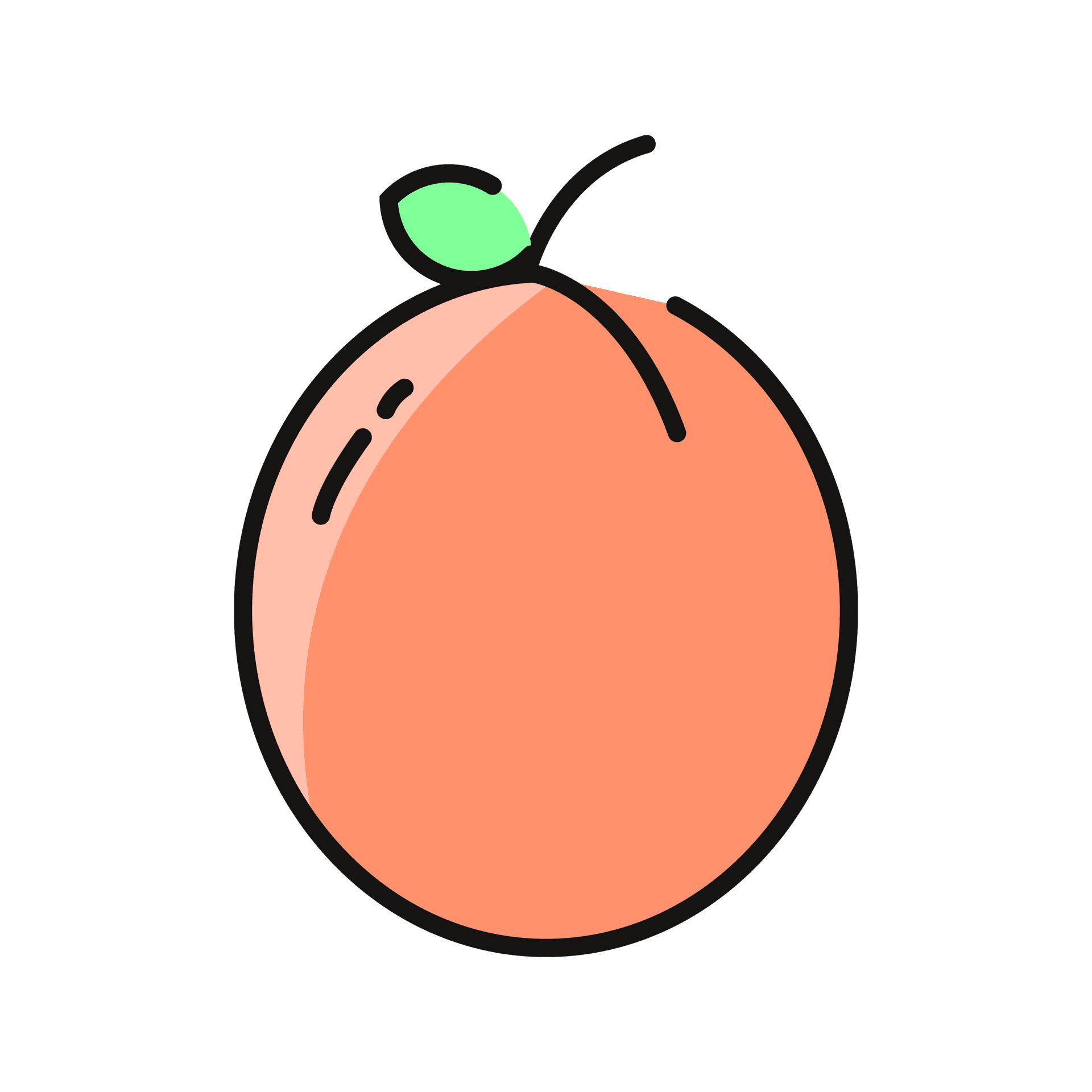 minimal peach fruit illustration icon, summer food theme