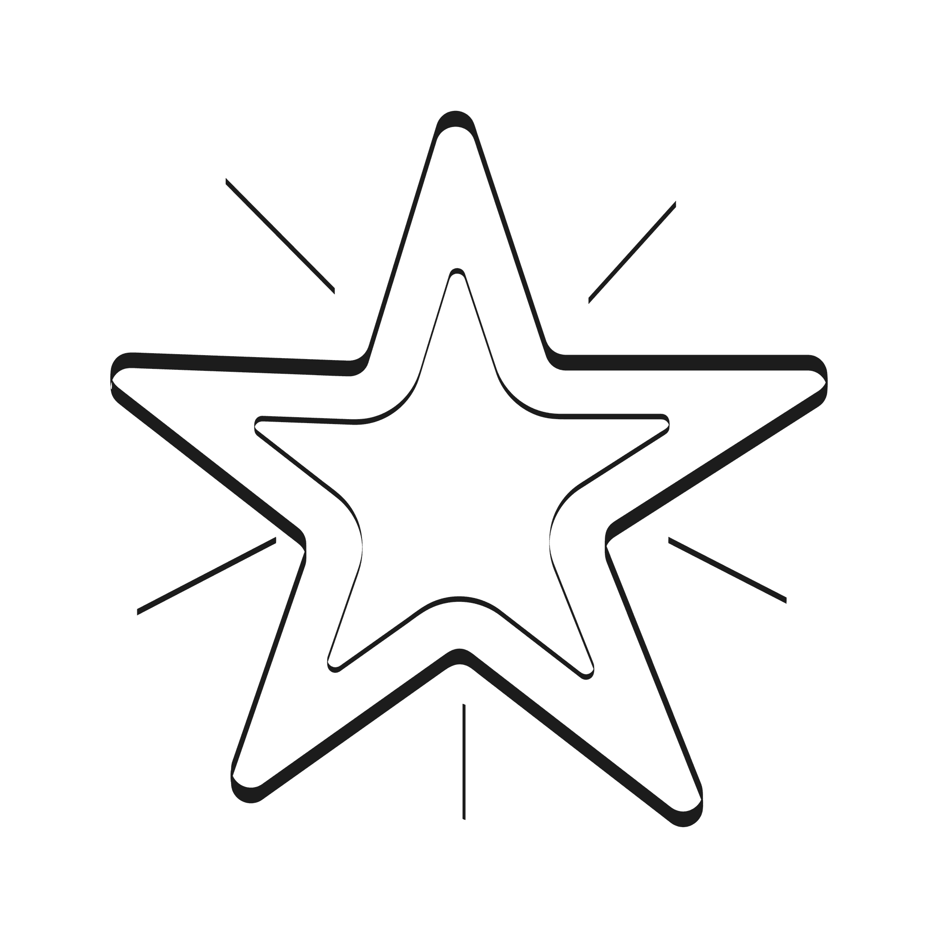 simple hand-drawn element of a star with radiating lines in sketch style