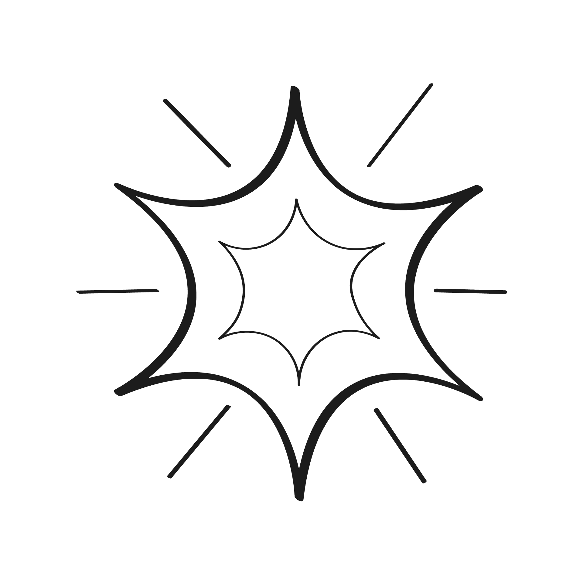simple hand-drawn element of a starburst or explosion in sketch style