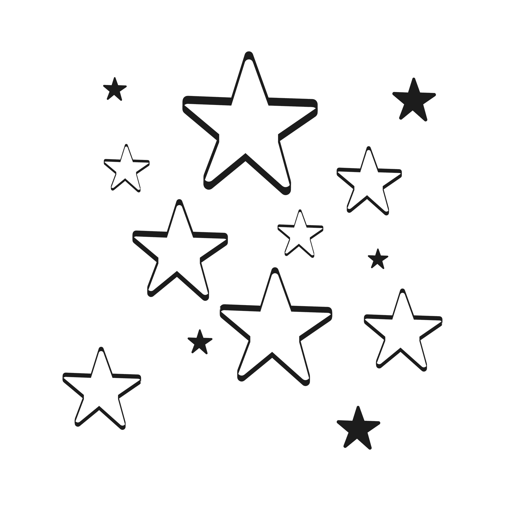 collection of simple line art star elements for celestial themes and backgrounds