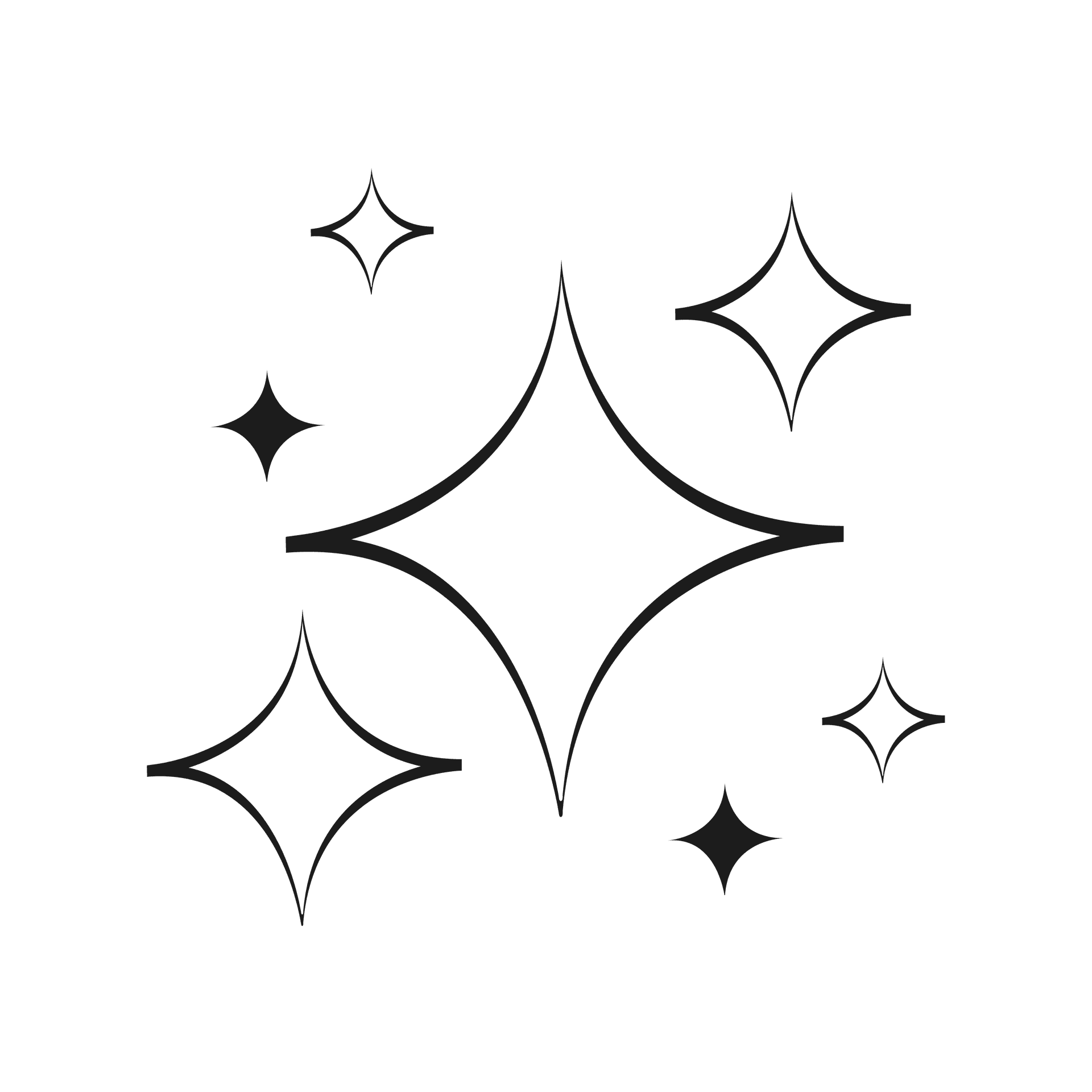 simple stylized element with multiple star or sparkle shapes