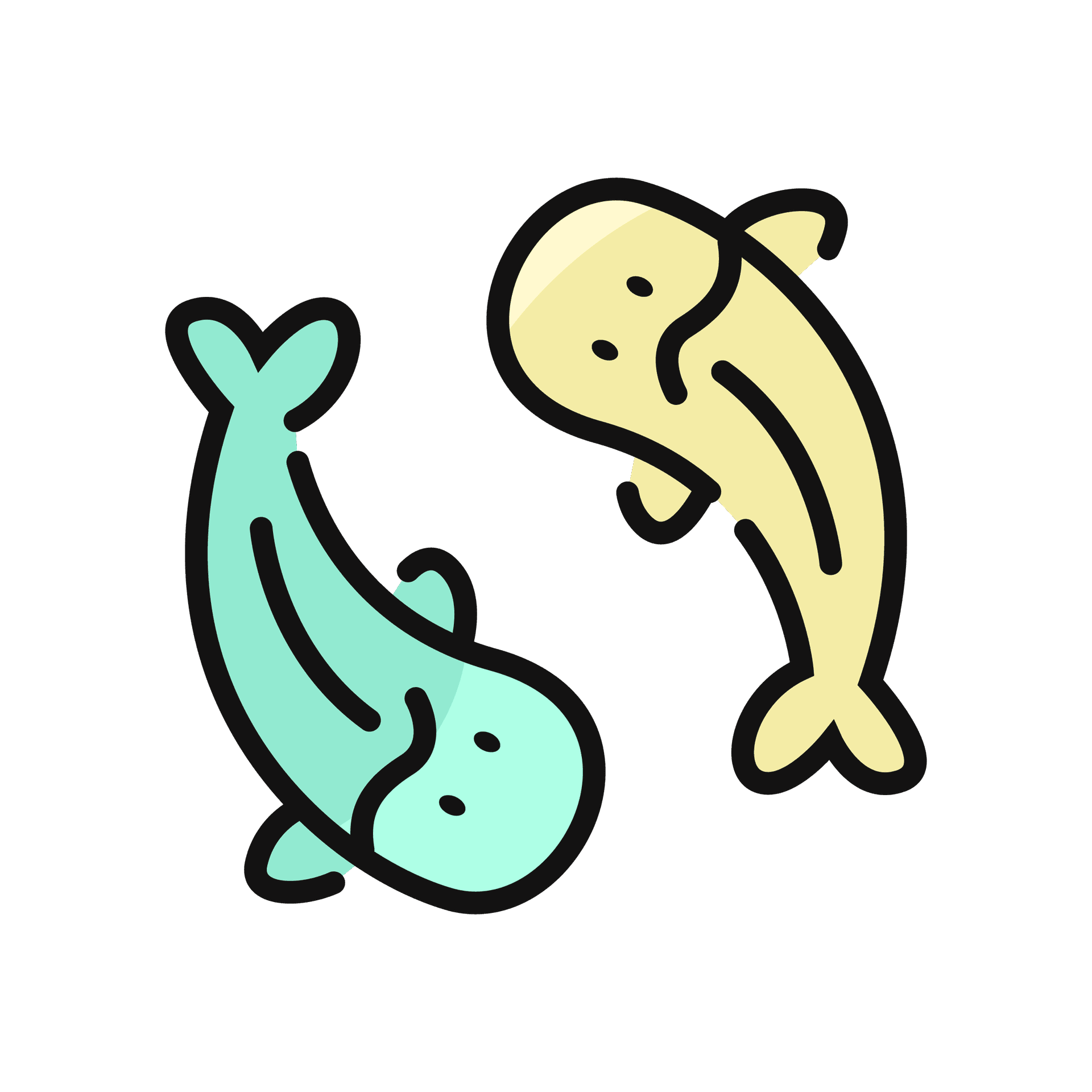 playful pisces zodiac sign icon for astrology