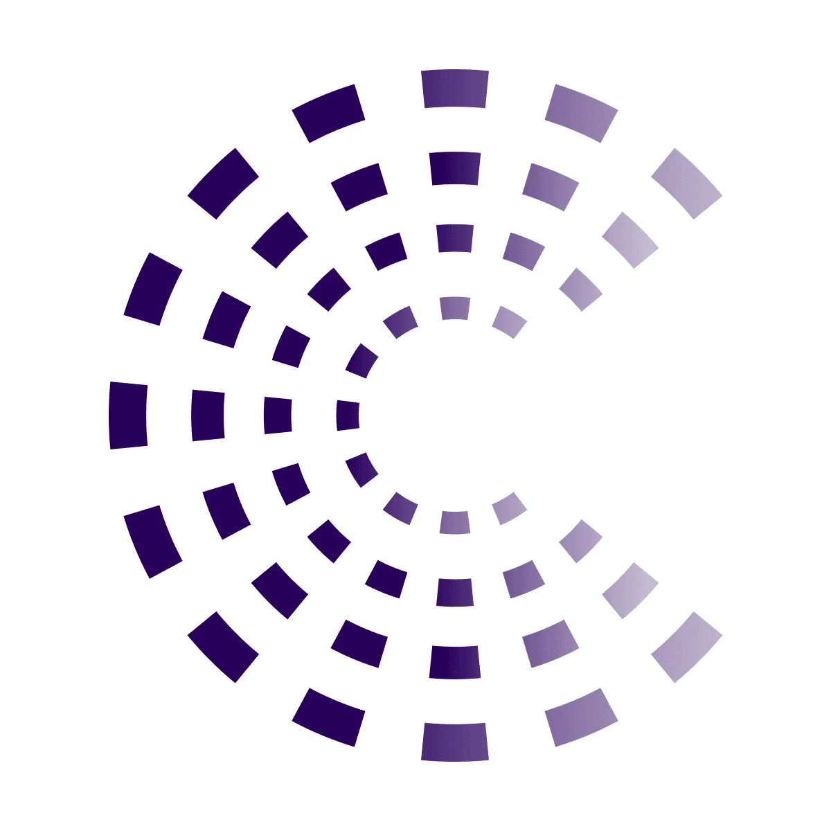 abstract purple letter c logo with geometric rectangle pattern