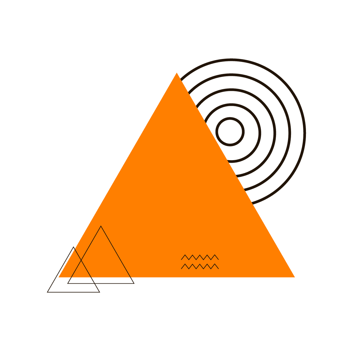 geometric abstract poster design with orange triangle element