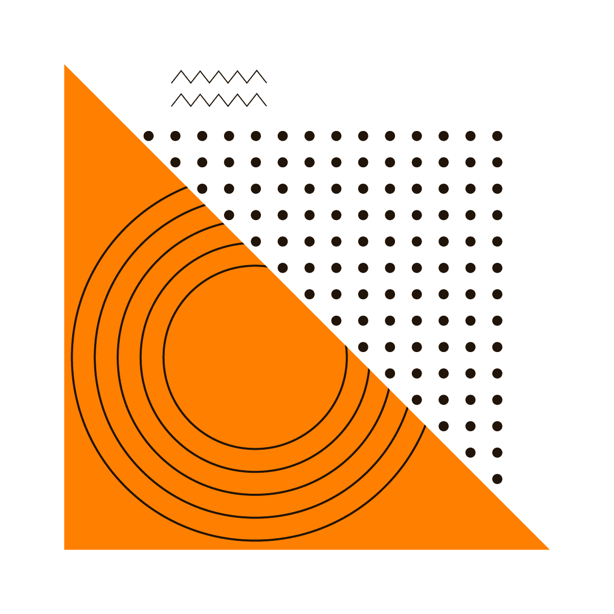 geometric orange bold poster with retro circles design