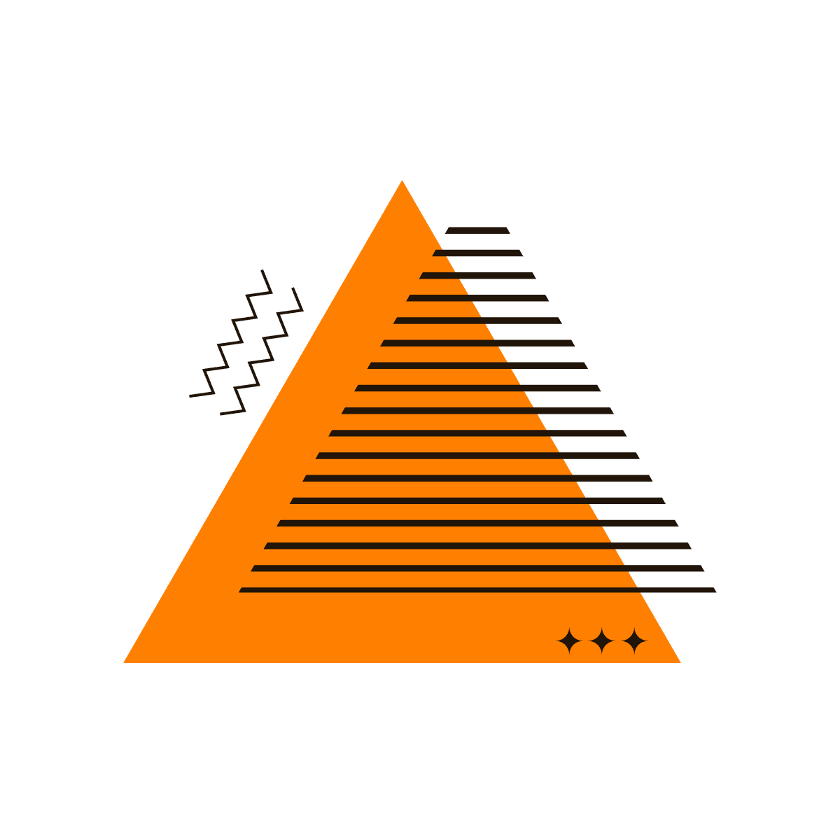 geometric memphis style orange triangle background design