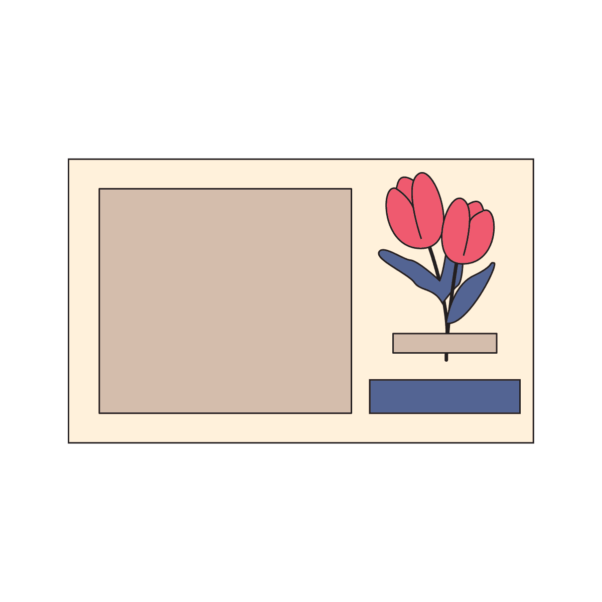 red tulip flowers greeting card template