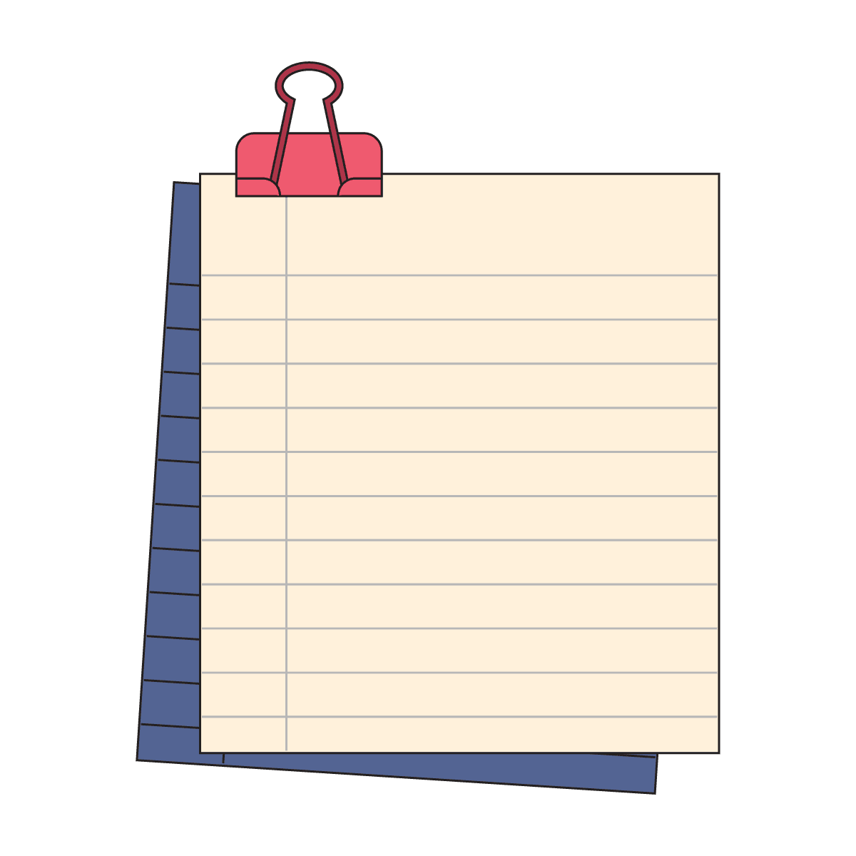 cute stationery note paper with pink binder clip
