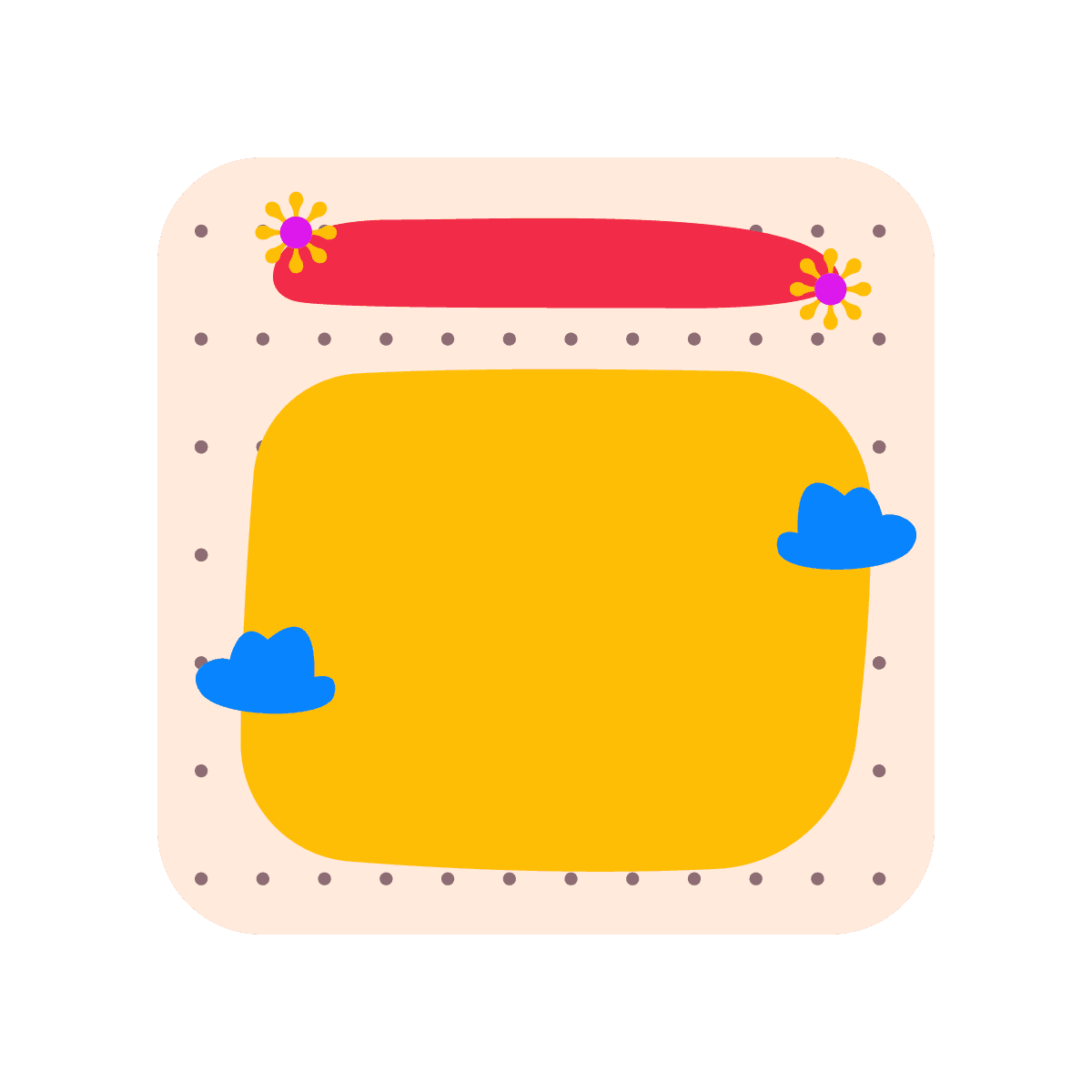 playful blank square with cute cloud illustration