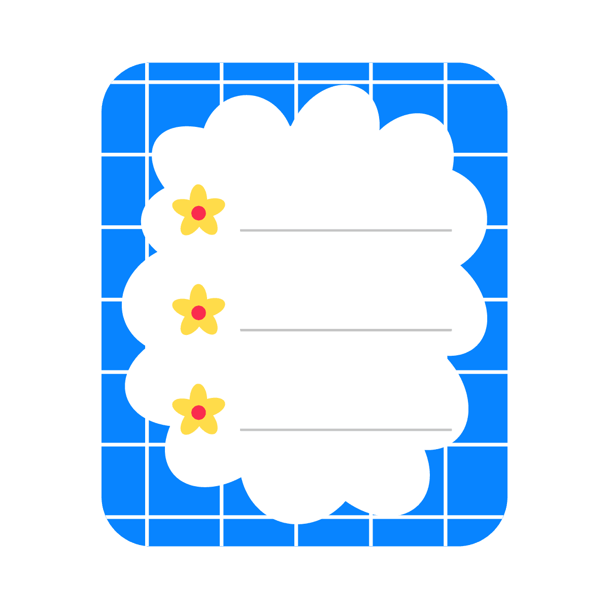 cute floral grid notepad design, stationery sticker