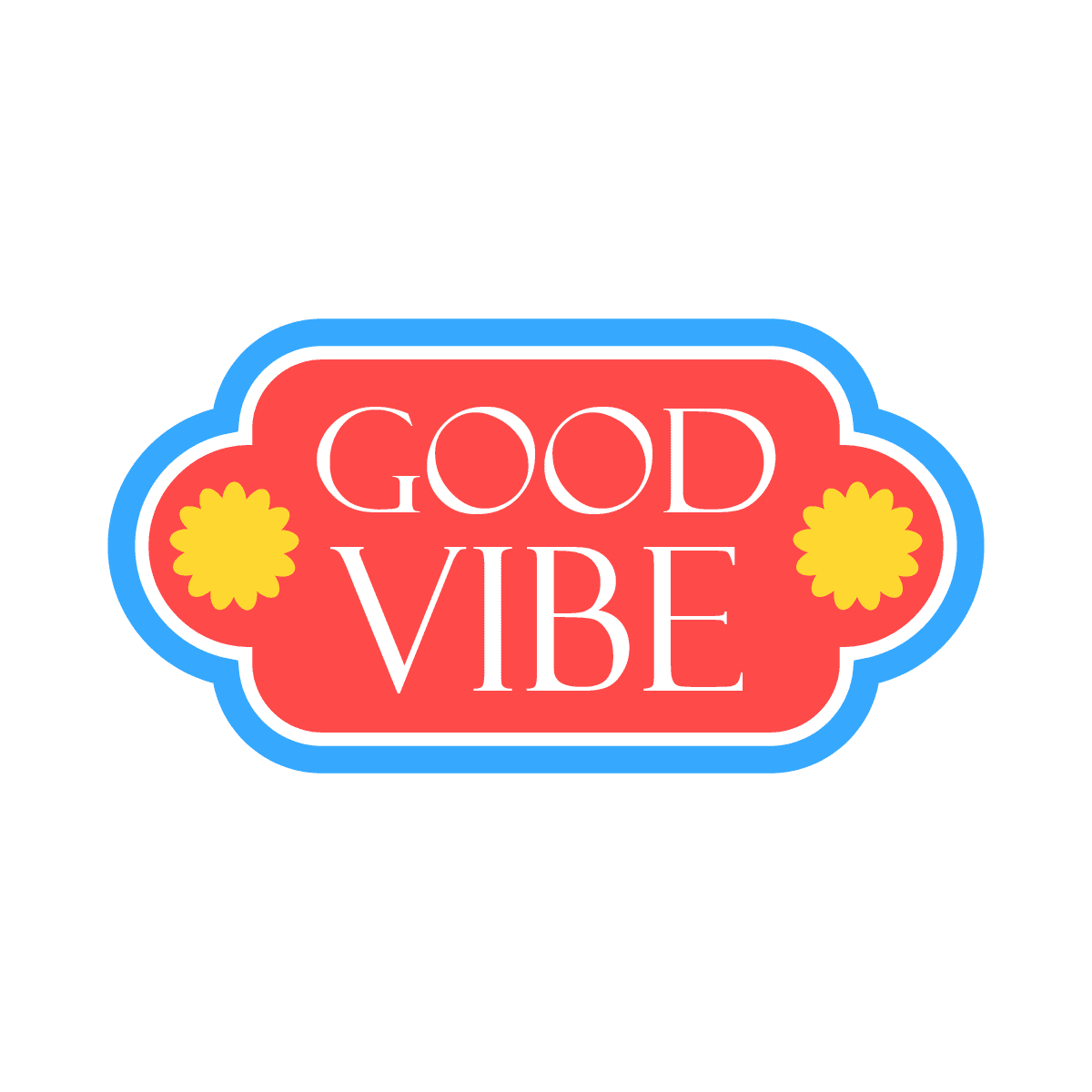 playful retro good vibe badge with vibrant primary colors