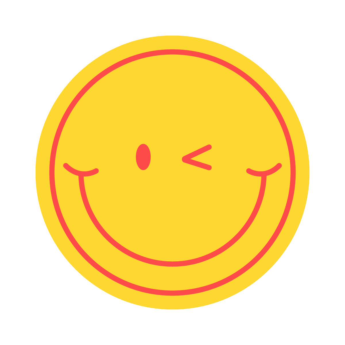 vibrant playful winking smiley face sticker for digital designs