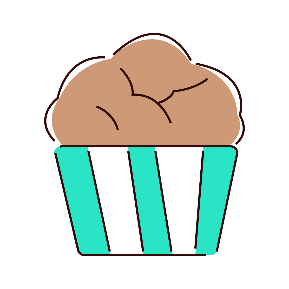 playful cupcake icon with turquoise stripes