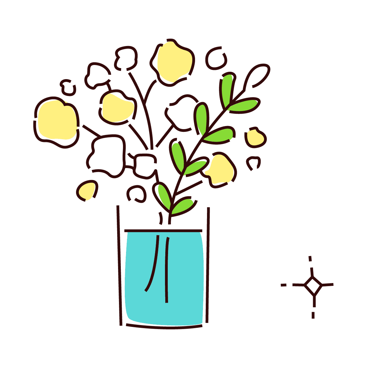playful yellow floral icon in minimal style