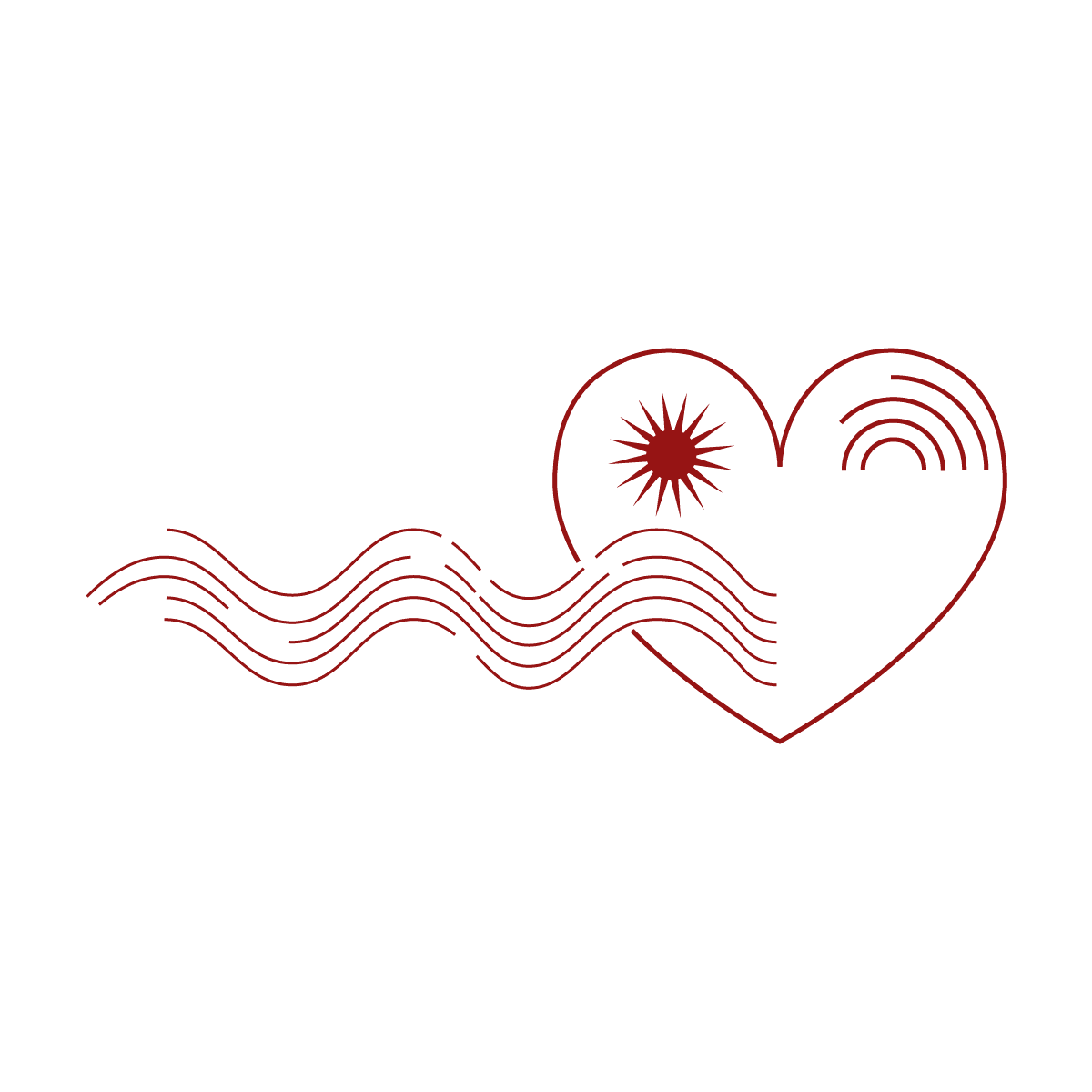elegant minimal line art heart with waves for peaceful designs