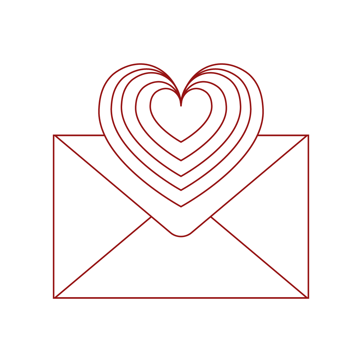 minimal line art heart envelope icon for romantic communication