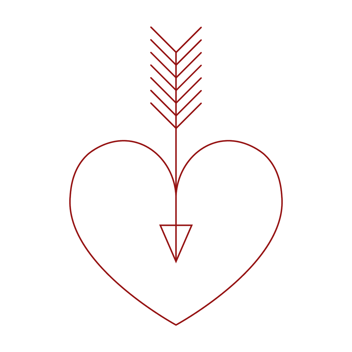 sleek minimal line art heart with arrow for romantic designs