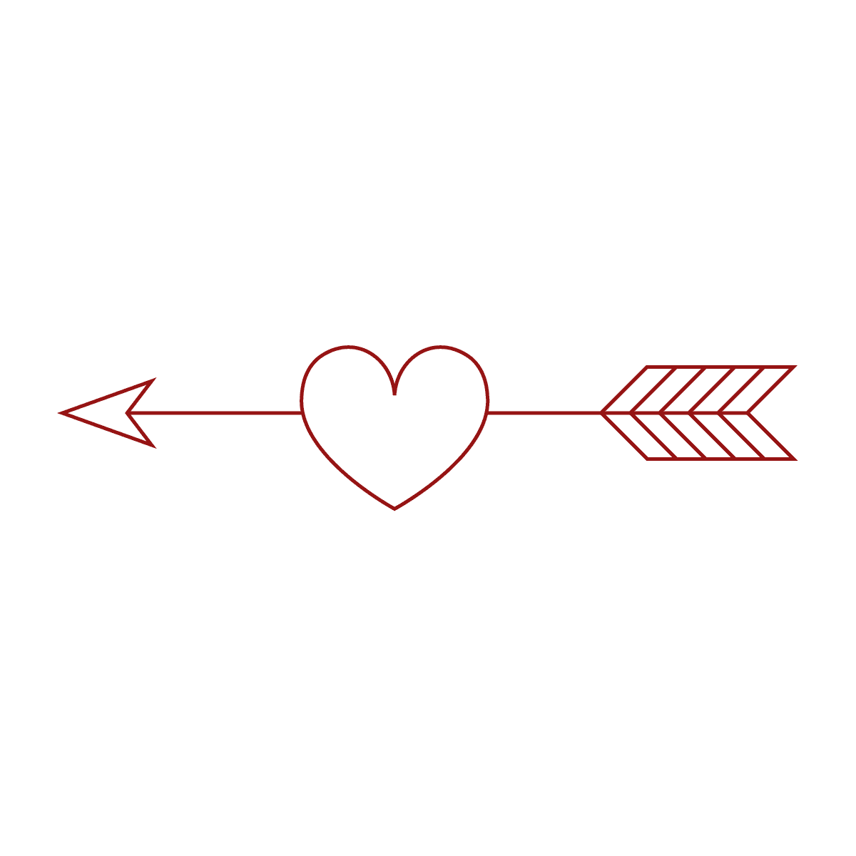 minimal line art heart and arrow for romantic designs