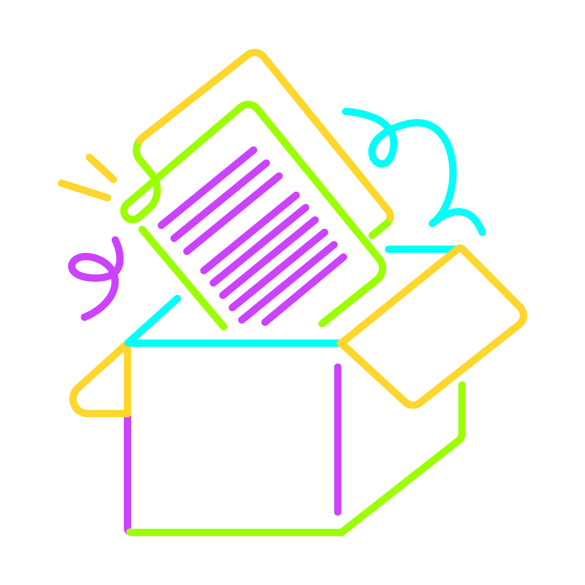 vibrant neon box opened illustration icon design