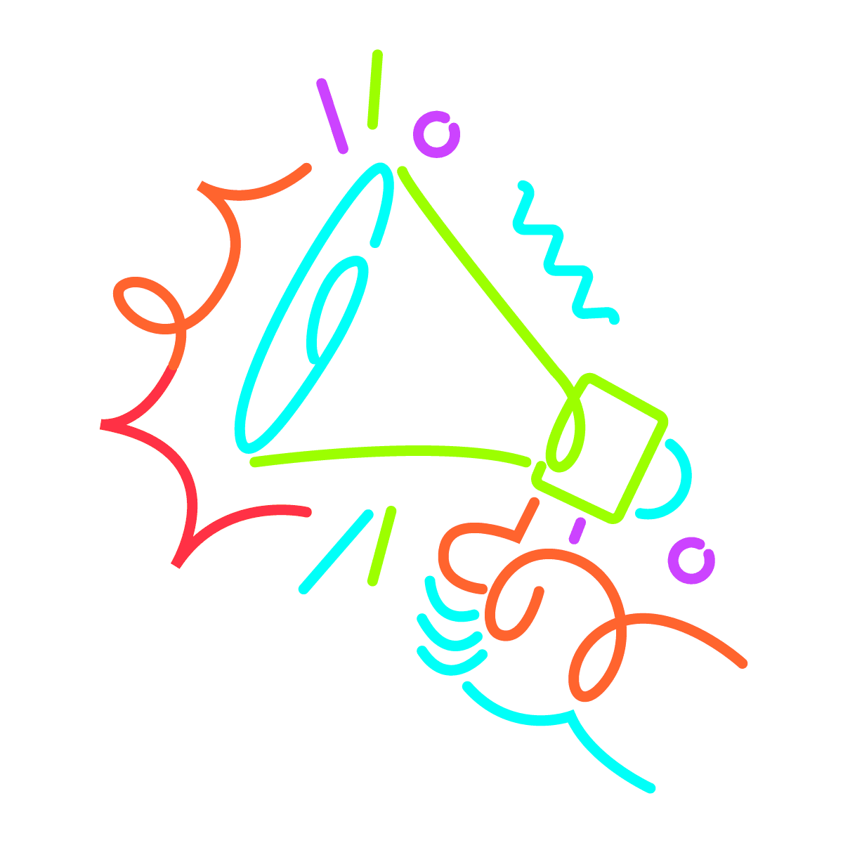 vibrant line art annoucement with megaphone illustration