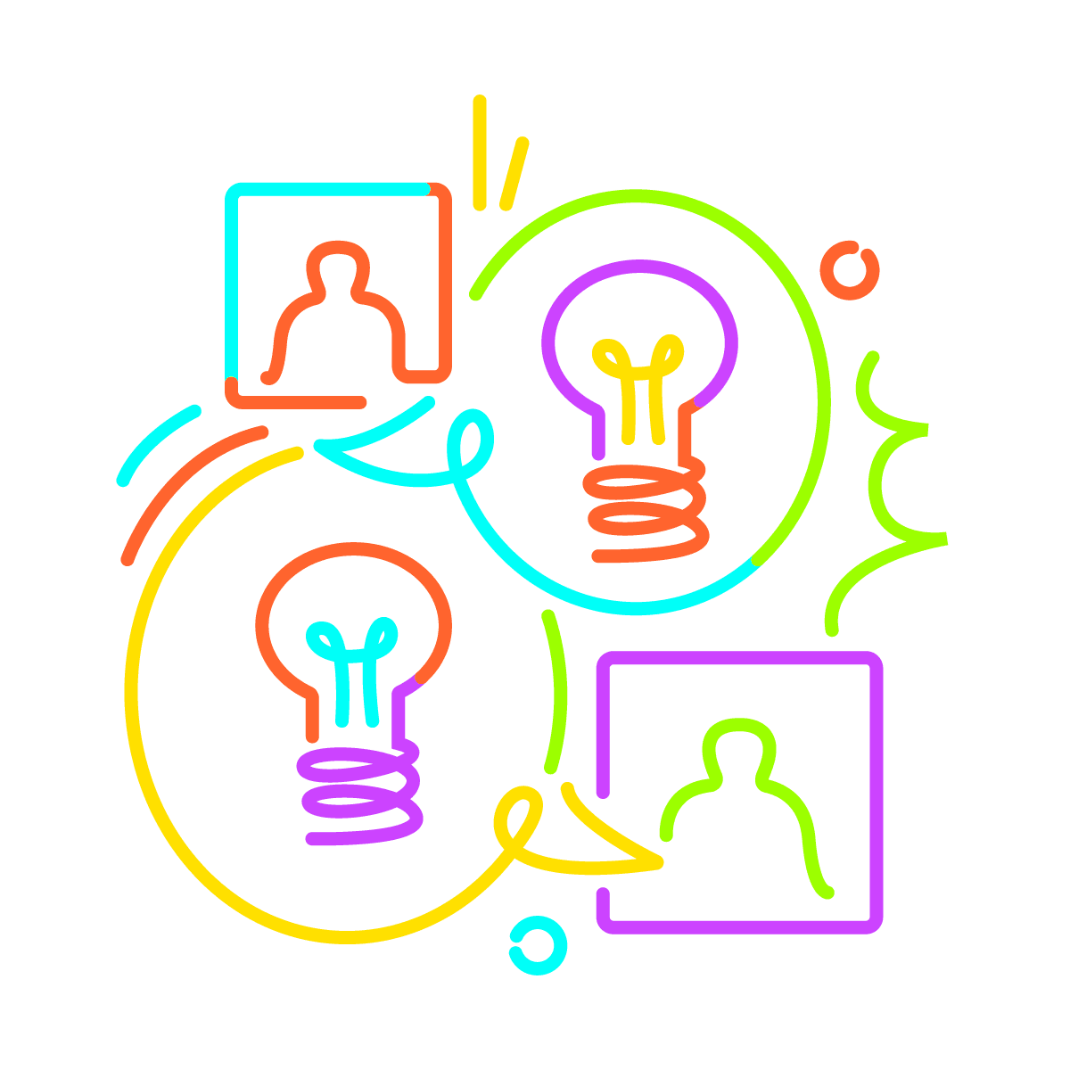 vibrant thinking idea solution line art icon