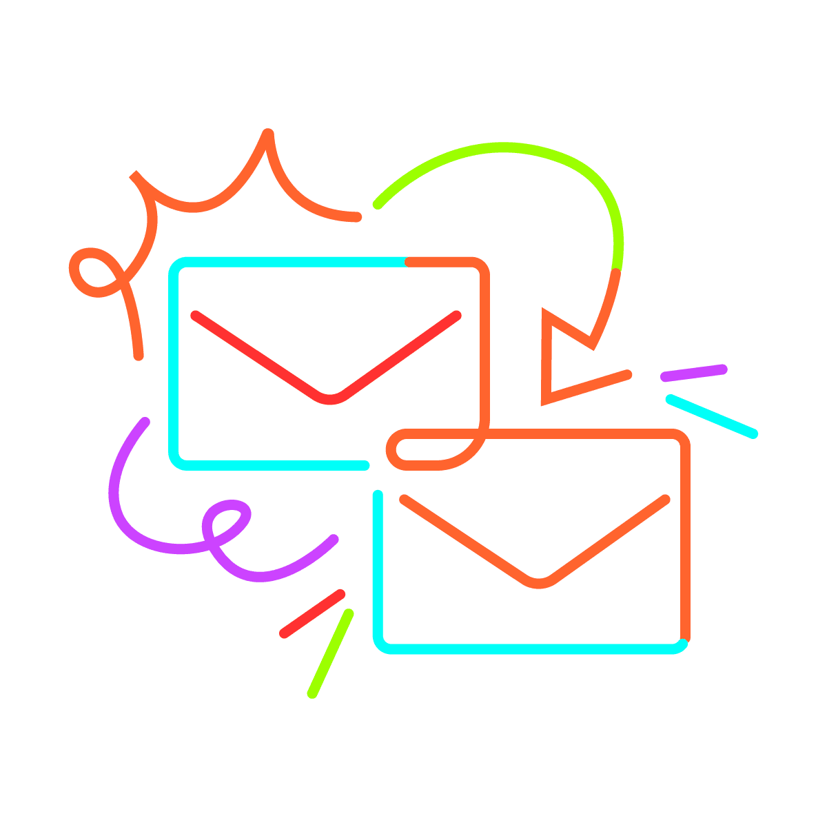 vibrant exchange message icon, playful line art design