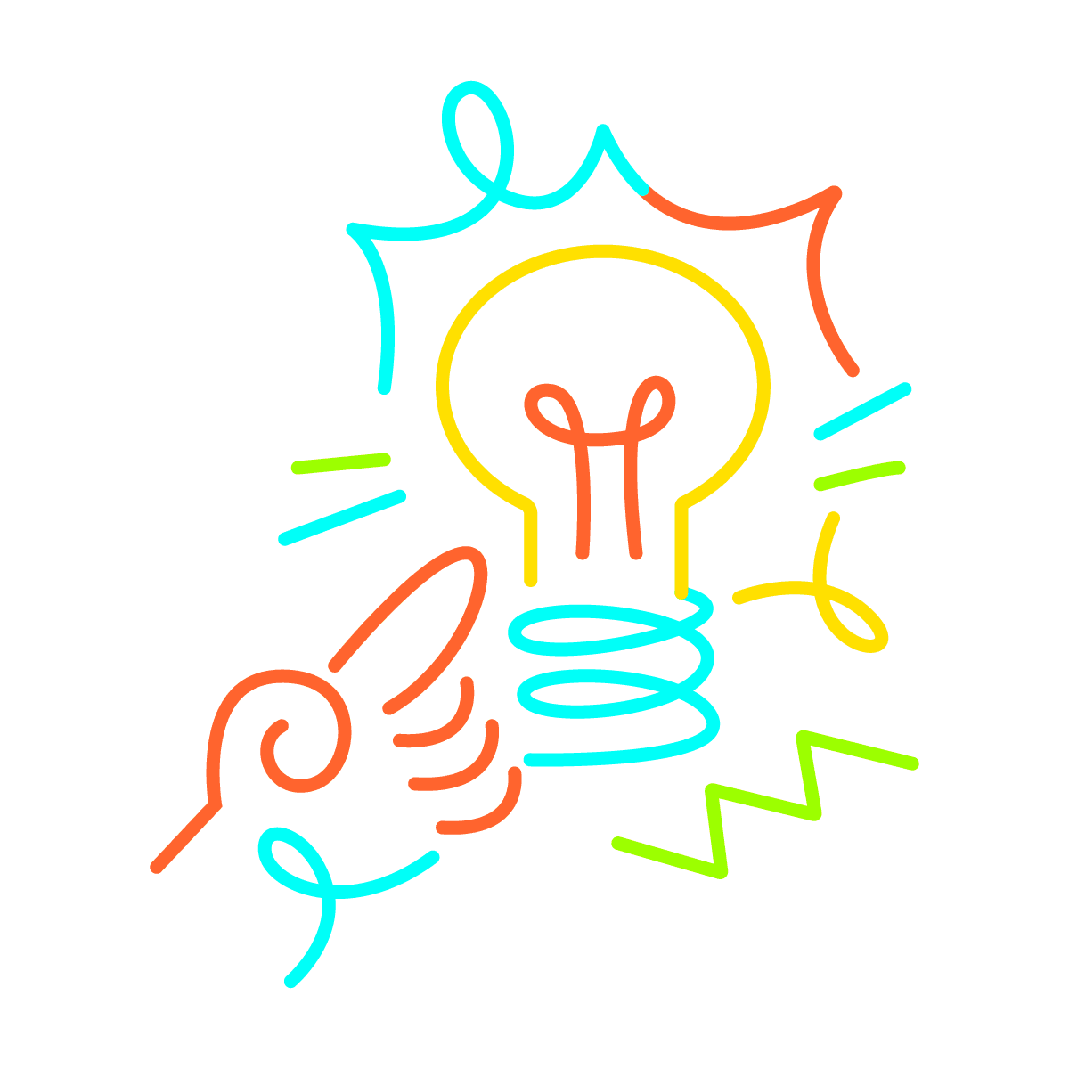 playful light bulb hand drawn illustration sticker design