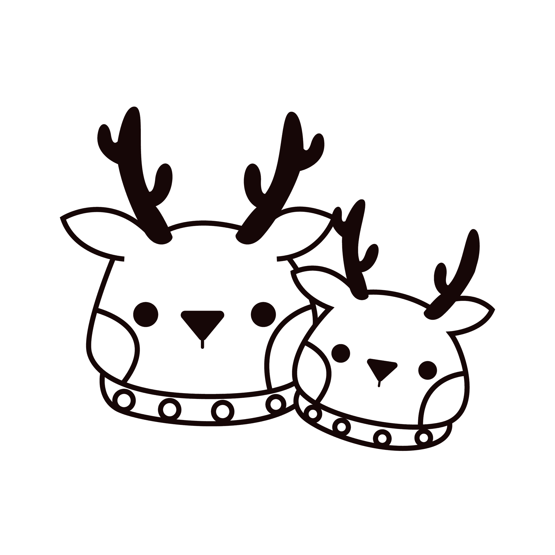 playful reindeer heads sticker in line art style