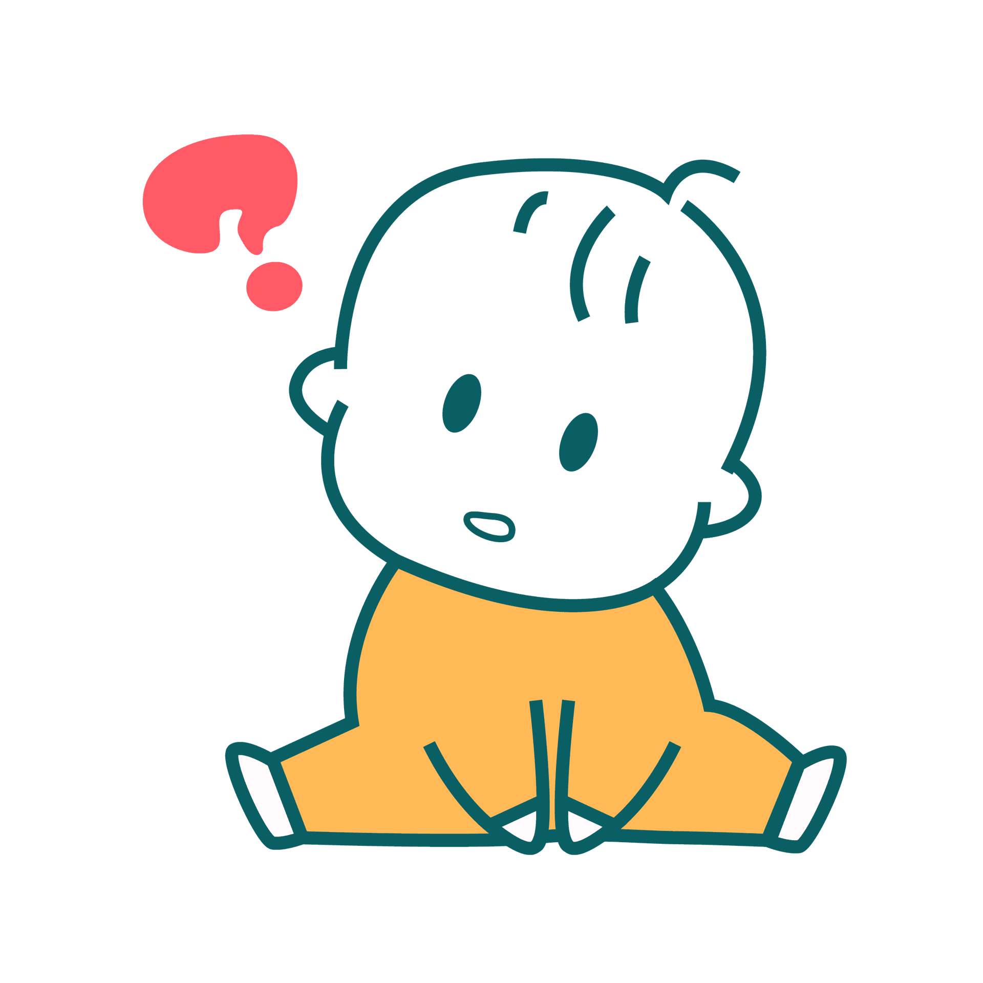 cartoon baby pondering question mark illustration for parenting blogs and educational content