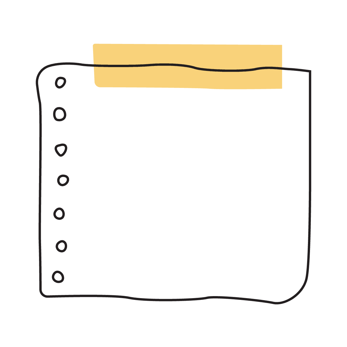 cute hand-drawn note paper icon for digital planning