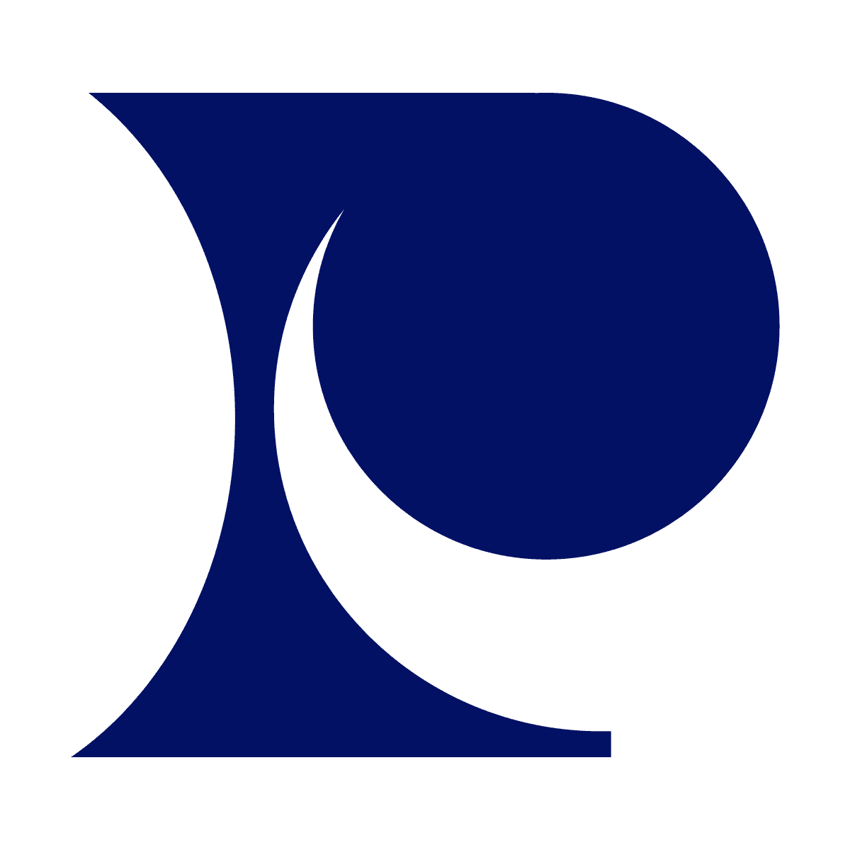 flat logo or symbol featuring a stylized abstract letter p shape