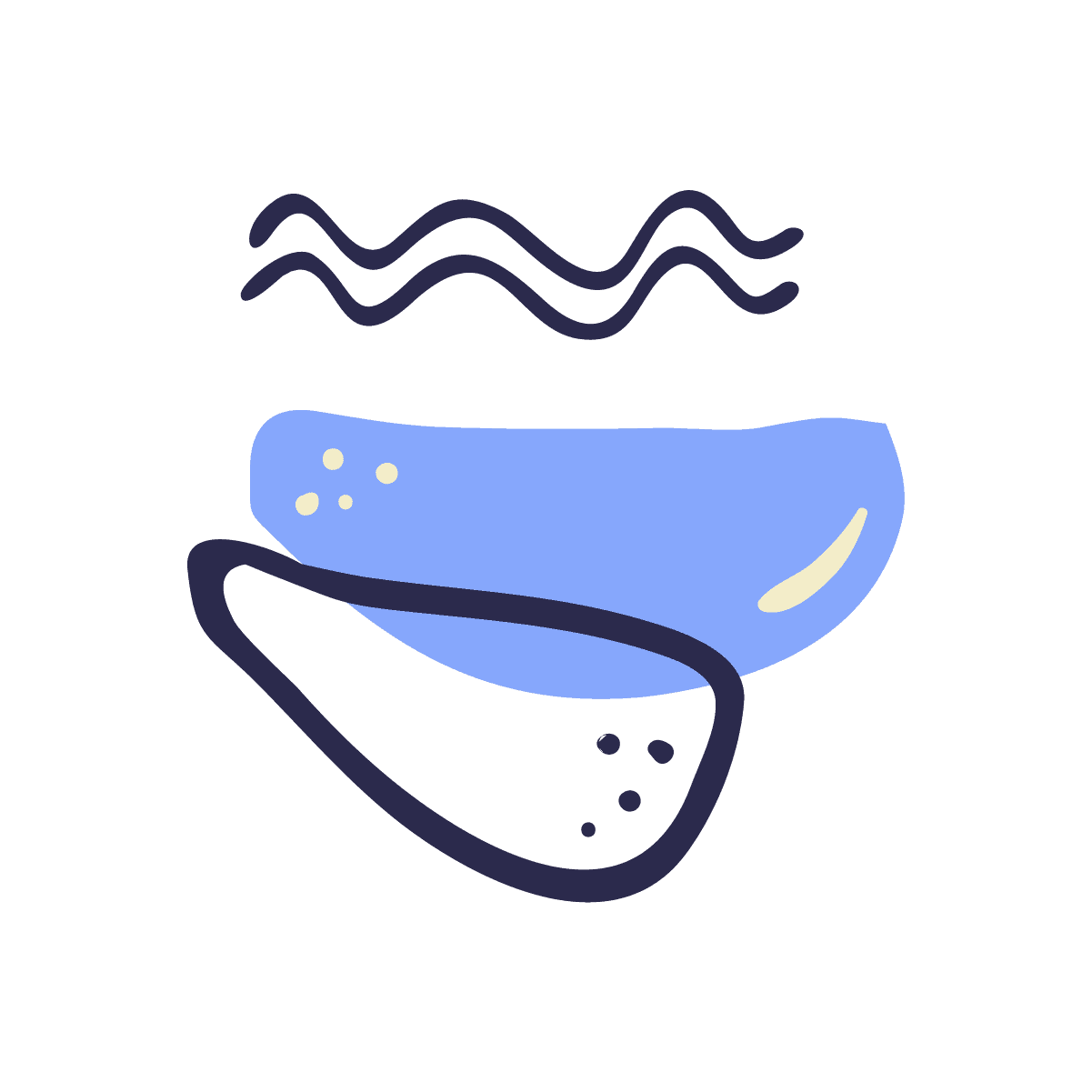 abstract hand-drawn blue blobby shapes