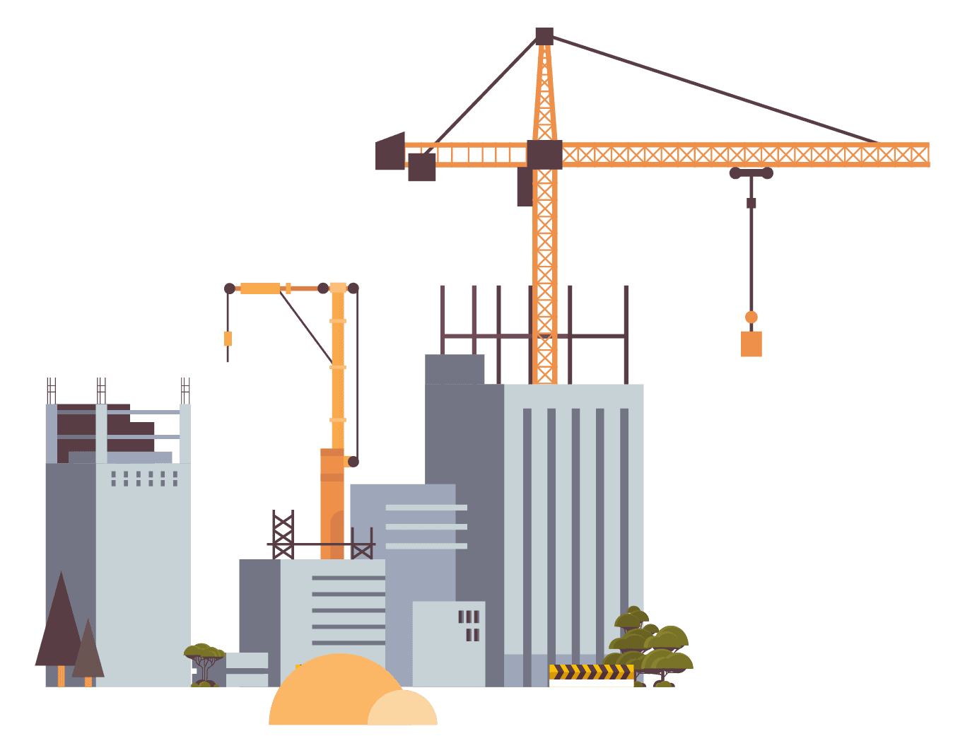 city under construction illustration in flat design style
