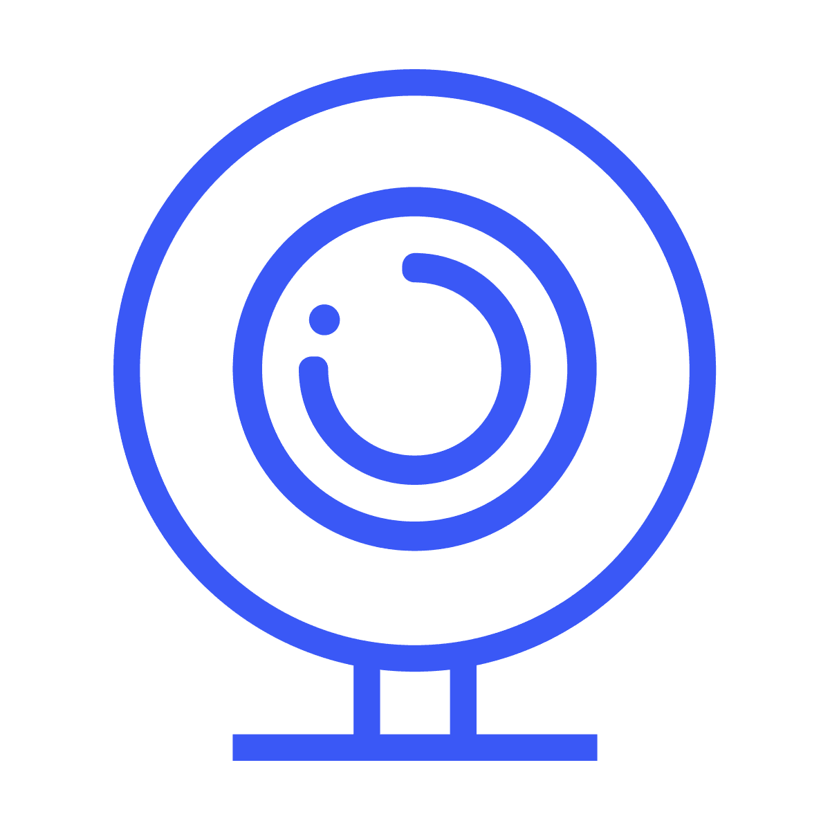 simple outline webcam icon for video conferencing and online communication in minimalist line art style