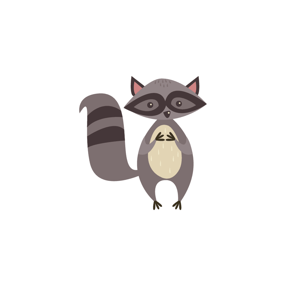autumn animal and plant illustrations featuring a playful raccoon for seasonal decor