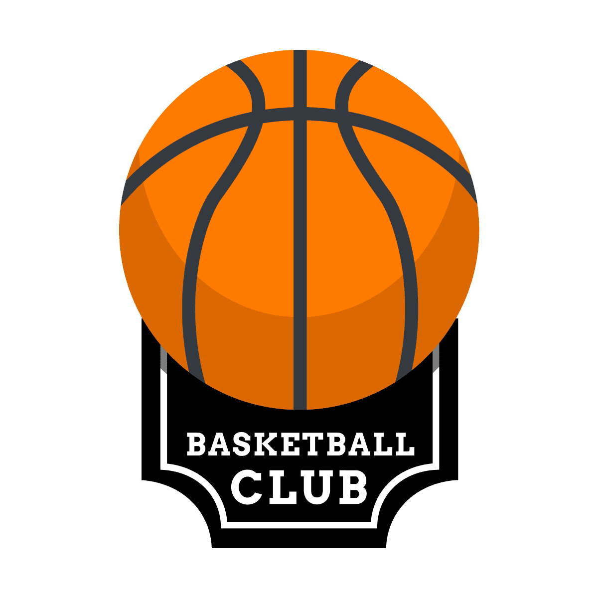basketball sport club logo emblem featuring a ball above a badge banner