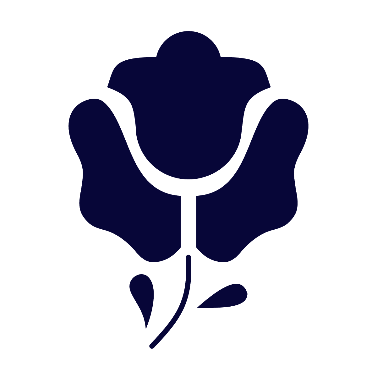 stylized abstract floral logo resembling a tulip shape