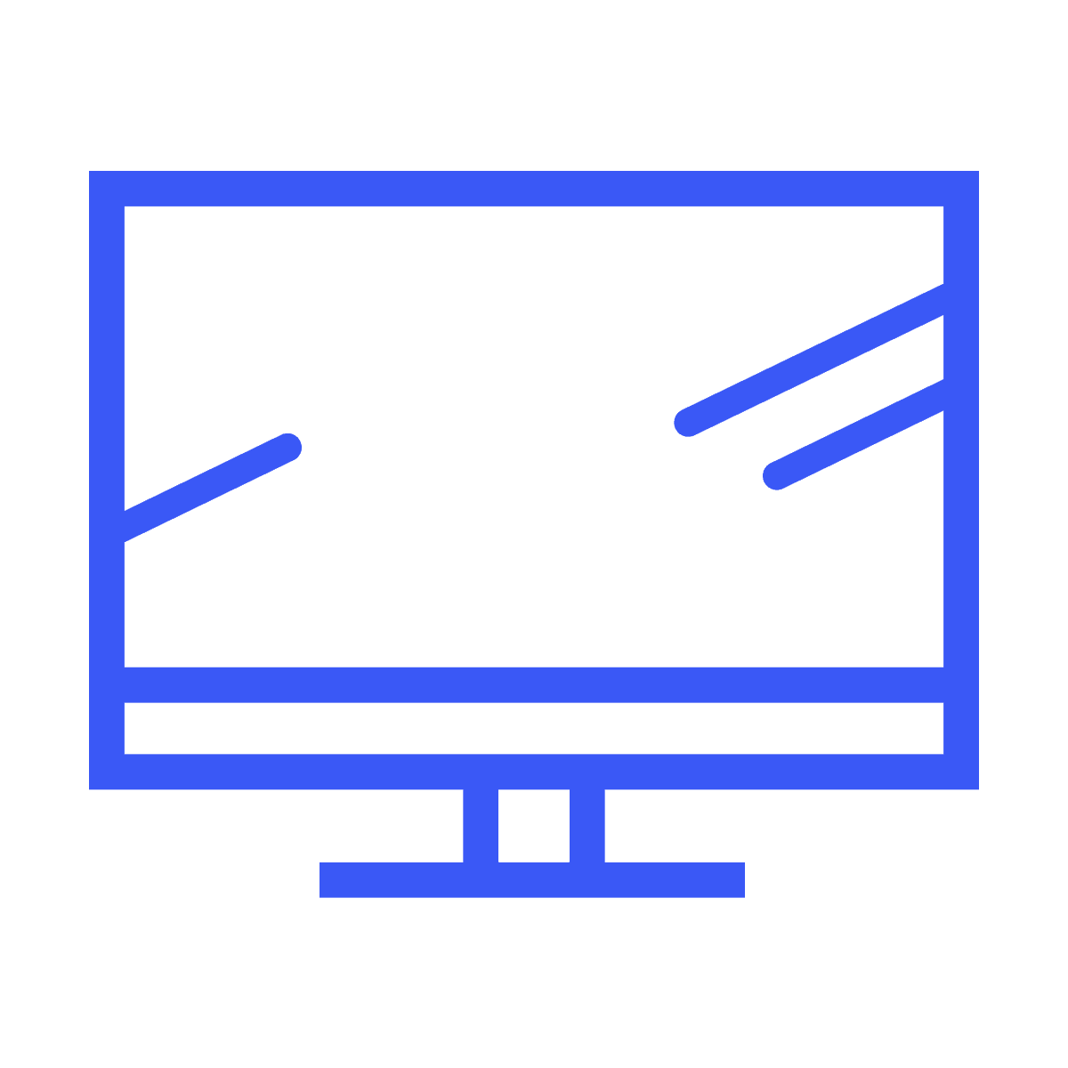 simple line art monitor icon representing screen display for user interface and website navigation