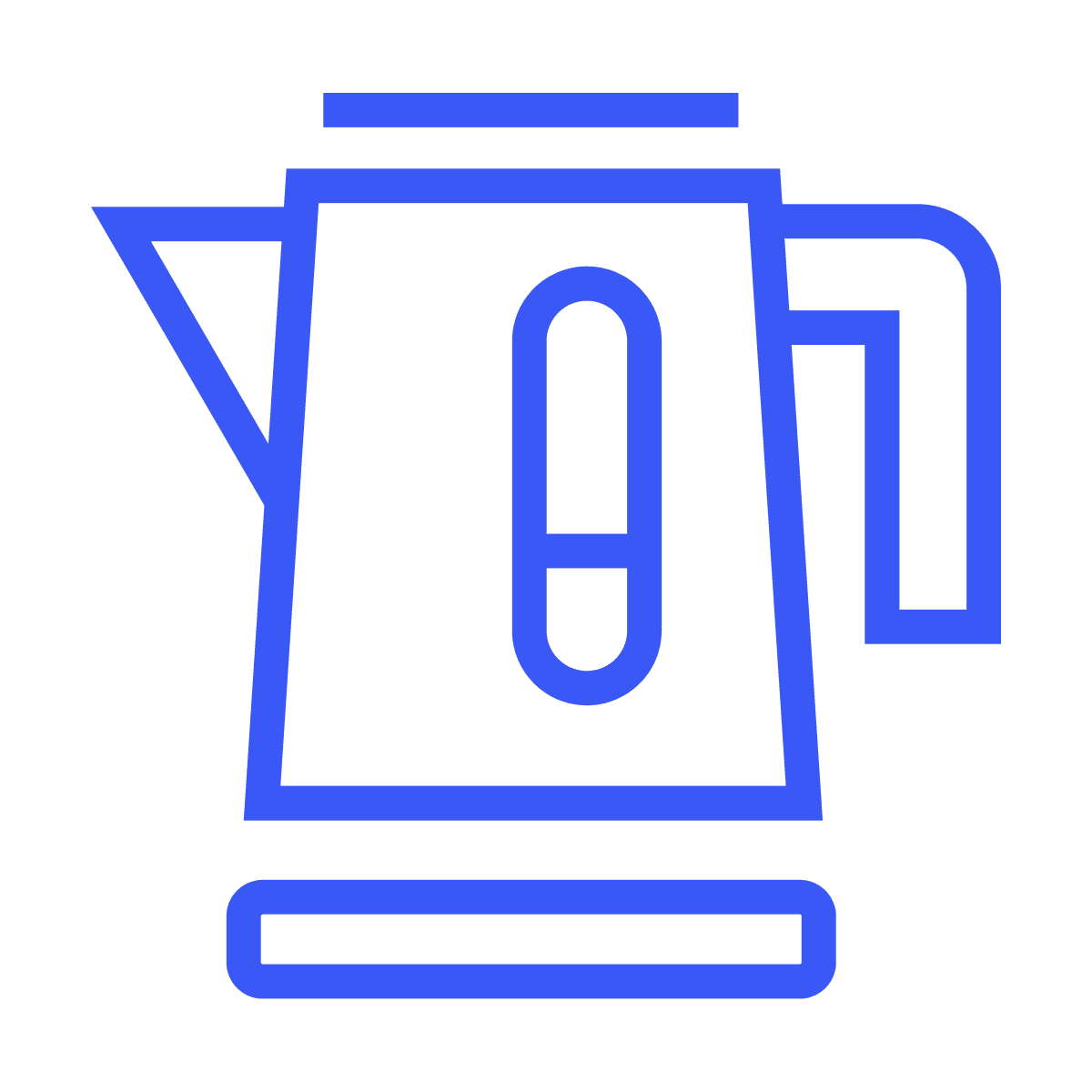 minimalist line art electric kettle icon for hot water and beverage preparation in kitchen apps